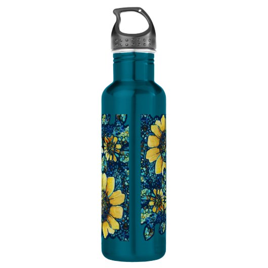 Zonnebloemen, Floral Art (24 oz) Waterfles (Achterkant)