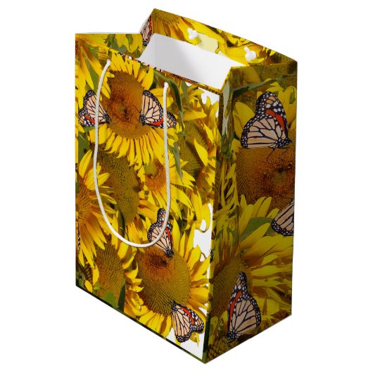 Zonnebloemen Floral Butterfly Gift Bag Medium Cadeauzakje (Achterkant Gekanteld)