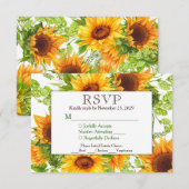 Zonnebloemen Floral RSVP Wedding Response w/Meals Kaartje (Voorkant / Achterkant)