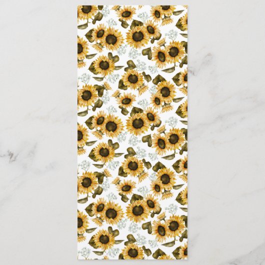 Zonnebloemen Floral Weddenschap Menu (Achterkant)