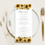 Zonnebloemen Floral Weddenschap Menu<br><div class="desc">De rotsachtige floral bruiloft menukaart met waterverf illustratie van gele zonnebloemen met baby's adem.</div>