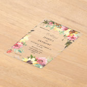 Zonnebloemen Floral Wedding 2 Acryl Uitnodigingen (Laagn)