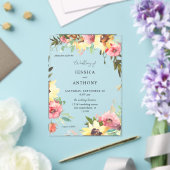 Zonnebloemen Floral Wedding 2 Acryl Uitnodigingen (Insitu (Huwelijk))