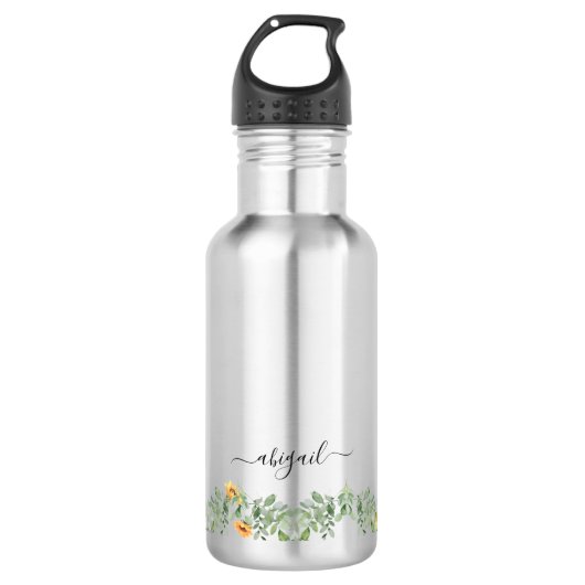Zonnebloemen & Foliage Custom Waterfles (Voorkant)