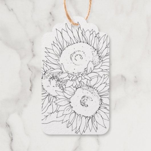 Zonnebloemen Folie kraftpapier Gift Label (Achterkant)