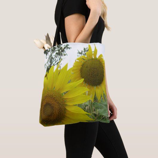 Zonnebloemen Foto Aangepaste All-Over-Print Canvas Tote Bag (Dichtbij)