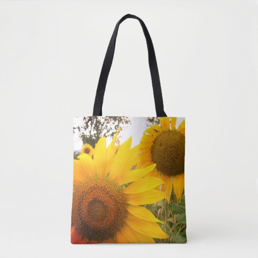 Zonnebloemen Foto Aangepaste All-Over-Print Canvas Tote Bag (Voorkant)