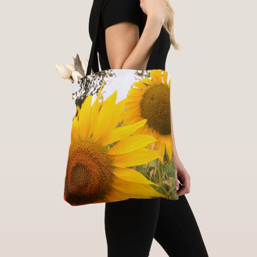 Zonnebloemen Foto Aangepaste All-Over-Print Canvas Tote Bag (Dichtbij)