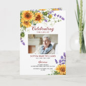 Zonnebloemen foto begrafenis orde van dienst progr kaart (Voorkant)