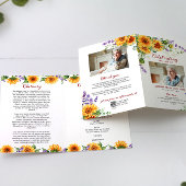 Zonnebloemen foto begrafenis orde van dienst progr kaart