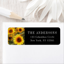 Zonnebloemen Foto Black Return Address Label