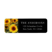 Zonnebloemen Foto Black Return Address Label (Voorkant)
