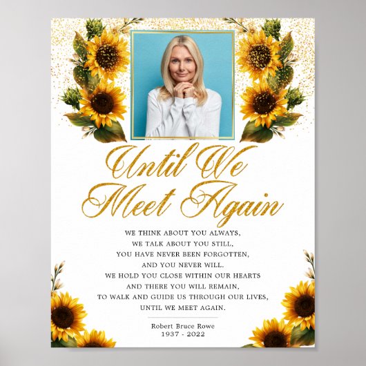 Zonnebloemen Foto Elegant Funeral Poem Sign Poster (Voorkant)