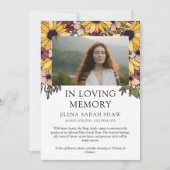 Zonnebloemen Foto in Living Memory Announding Aankondiging (Voorkant)