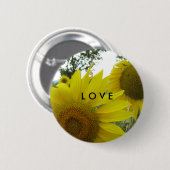 Zonnebloemen foto liefde badge ronde button 5,7 cm (Voorkant /achterkant)