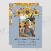 Zonnebloemen foto lijst Modern rustiek afstuderen Aankondiging (Voorkant / Achterkant)