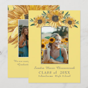 Zonnebloemen foto Moderne Rustieke Zwarte Afstuder Aankondiging