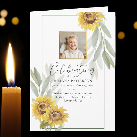  Zonnebloemen Foto Order of Service Uitvaart Programma