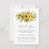 Zonnebloemen foto sympathie begrafenis bedankkaart (Voorkant)