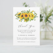 Zonnebloemen foto sympathie begrafenis bedankkaart (Staand voorkant)