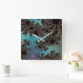 Zonnebloemen Fractal Abstract Vierkante Klok (Huis)