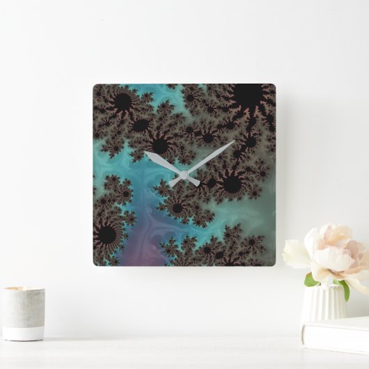 Zonnebloemen Fractal Abstract Vierkante Klok (Huis)