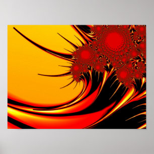 Zonnebloemen, fractale kunst poster