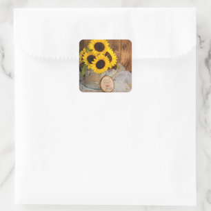 Zonnebloemen Garden Watering kan je wedden Dank je Vierkante Sticker