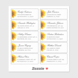 Zonnebloemen gasten adres. Rustieke verzendlabels Sticker