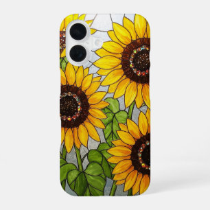 Zonnebloemen Gebrandschilderd Glas Effect iPhone 16 Hoesje