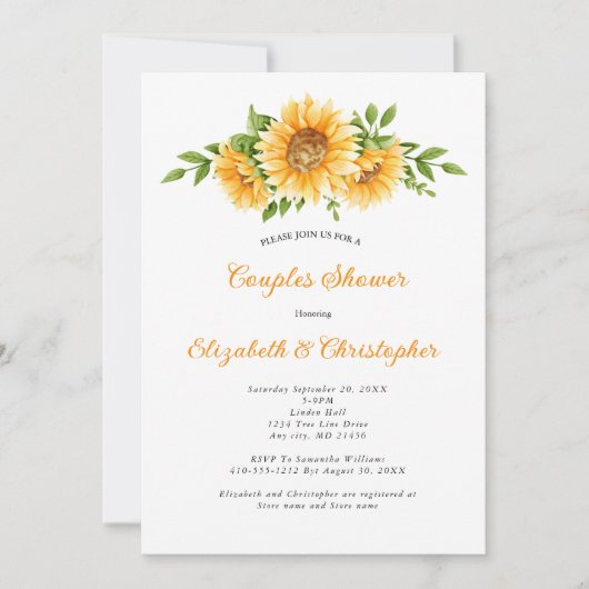 Zonnebloemen Geel Bloemen Bruiloft Koppels Douche Kaart