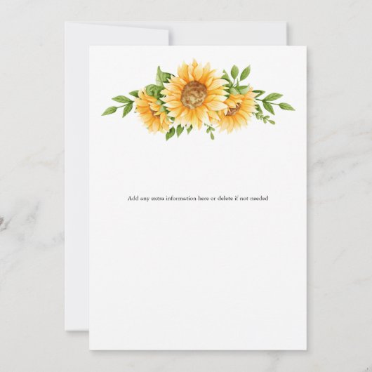 Zonnebloemen Geel Bloemen Bruiloft Koppels Douche Kaart (Achterkant)