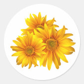 Zonnebloemen Geel Bloemen Land Zomer Bruiloft Ronde Sticker (Voorkant)