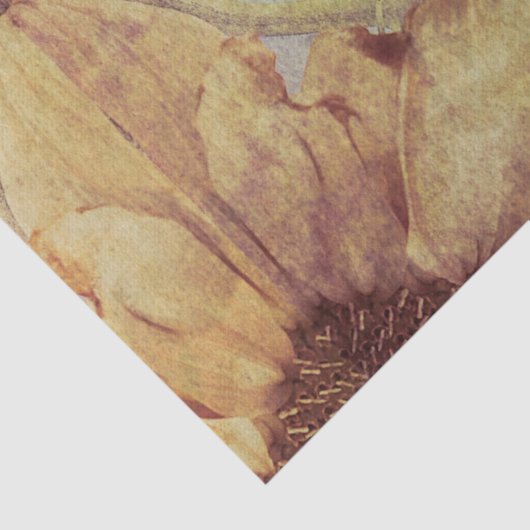 Zonnebloemen  Geel Bruin Grunge Textuur Tissuepapier (Detail)