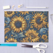 Zonnebloemen Geel en Blauw Swirls Decoupage Tissuepapier (Craft)