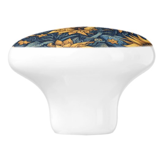 Zonnebloemen Geel en Blauw Swirls Keramische Knop (Zijkant)