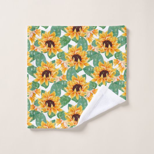 zonnebloemen Geel en groen patroon Bad Handdoek (Wasdoekje)
