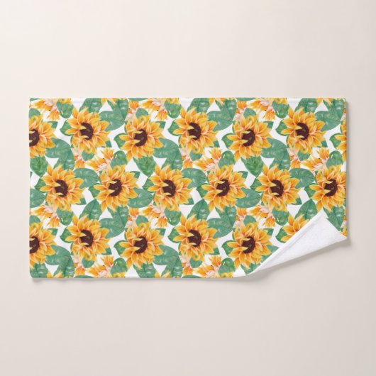 zonnebloemen Geel en groen patroon Bad Handdoek (Handdoek)