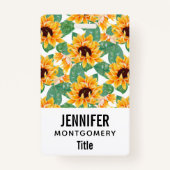  zonnebloemen Geel en groen patroon Badge (Voorkant)