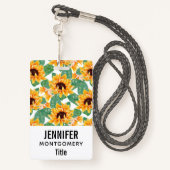  zonnebloemen Geel en groen patroon Badge (Achterkant met draagriem)