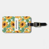 zonnebloemen Geel en groen patroon Bagagelabel (Voorkant horizontaal)