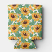 zonnebloemen Geel en groen patroon Blikjeskoeler (Achterkant)