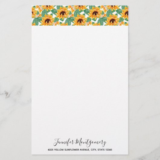 zonnebloemen Geel en groen patroon Briefpapier (Voorkant)