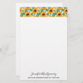 zonnebloemen Geel en groen patroon Briefpapier (Voorkant / Achterkant)