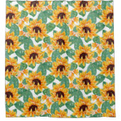 zonnebloemen Geel en groen patroon Douchegordijn (Voorkant)