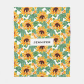  zonnebloemen Geel en groen patroon Fleece Deken (Voorkant)