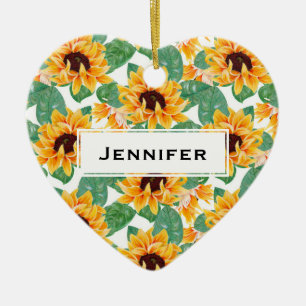  zonnebloemen Geel en groen patroon Keramisch Ornament