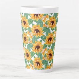 zonnebloemen Geel en groen patroon Latte Mok