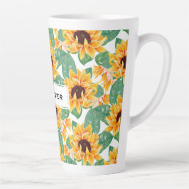  zonnebloemen Geel en groen patroon Latte Mok