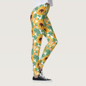 zonnebloemen Geel en groen patroon Leggings (Rechts)